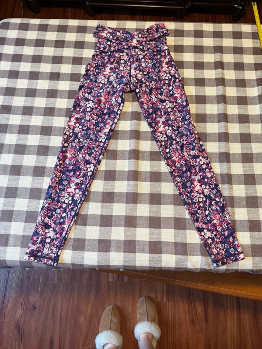aerie Floral High-Rise Leggings in Navy and Pink Blossom Print